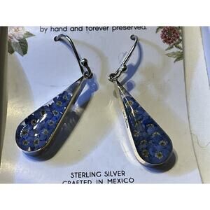 Miabella Sterling Silver Mexico Real Flowers Hook Earrings